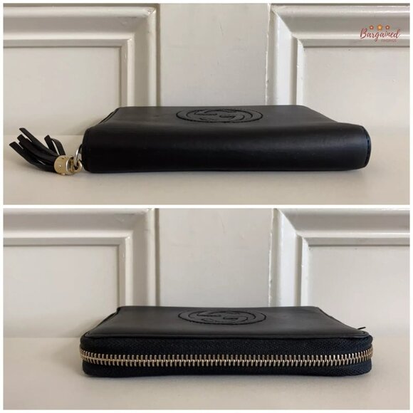 Authentic GUCCI Black Leather Soho Interlocking G Medium Zip Around Wallet - Picture 6 of 14